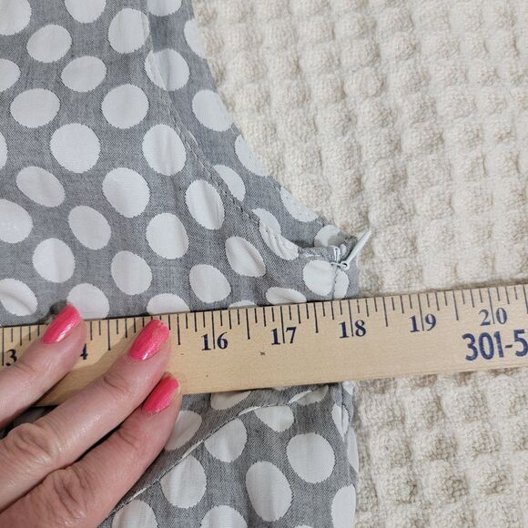 NOR Denmark Architectural Bubble Hem Grey Polka Dot Midi Dress Mod Size M NWOT - Picture 15 of 16